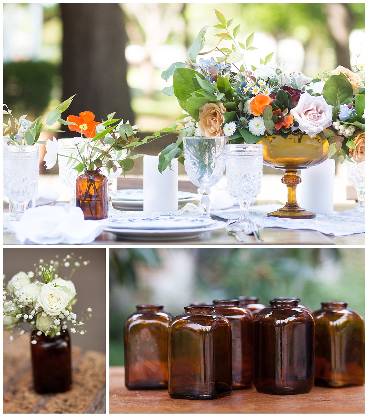 Assorted Amber Glass Vintage Bud Vases