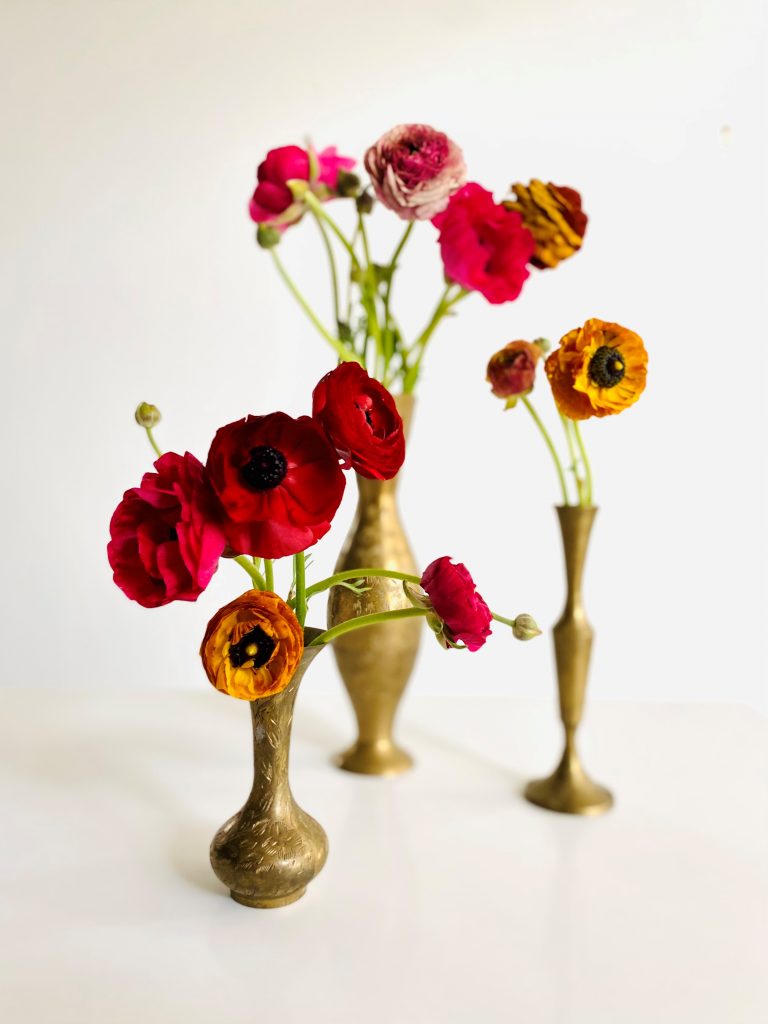 Brass Floral Bud Vases