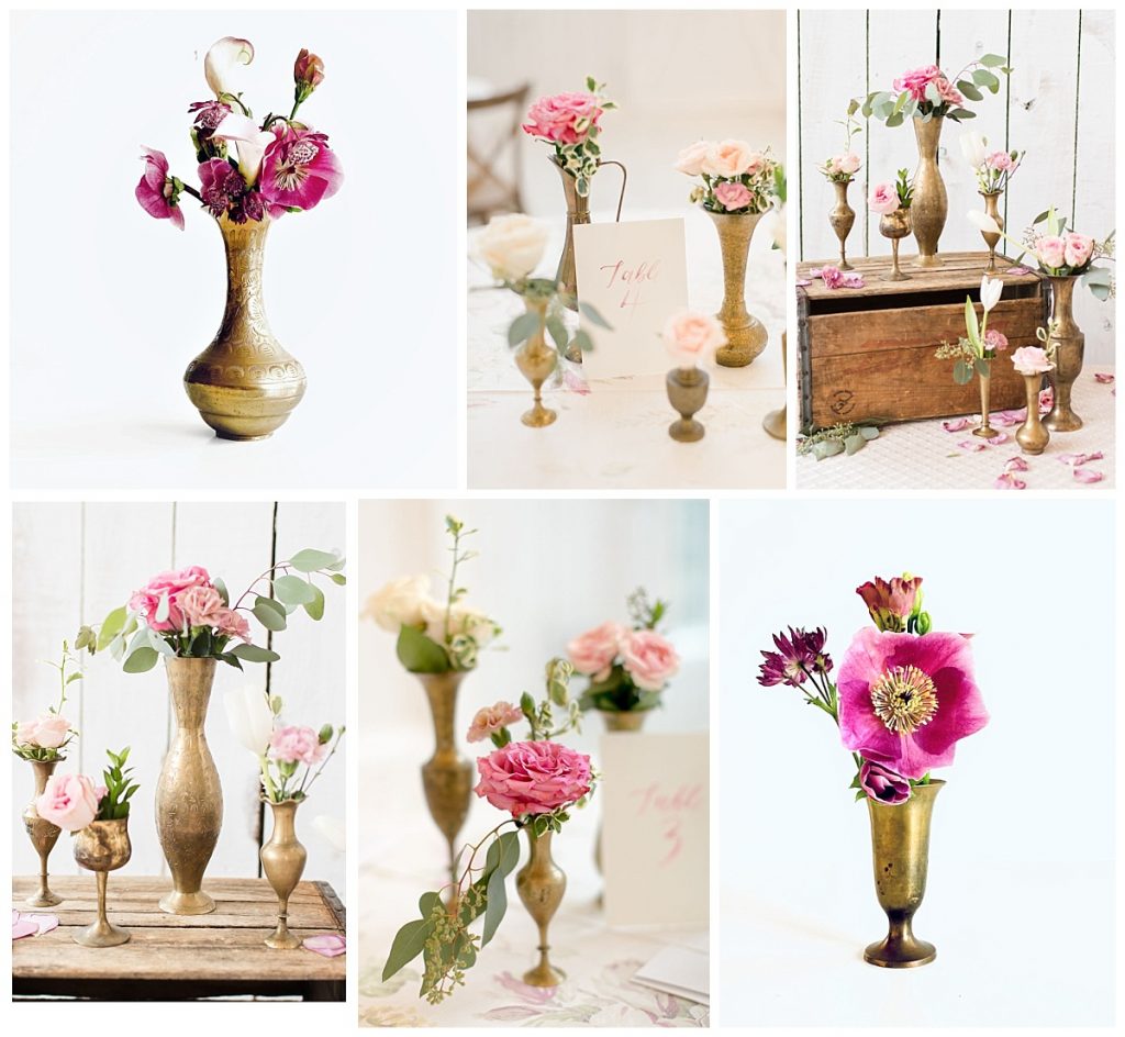Brass Floral Bud Vases