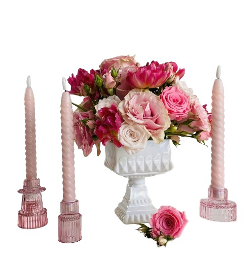 pink candlestick rental