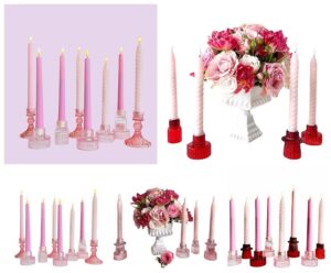 pink candleholders