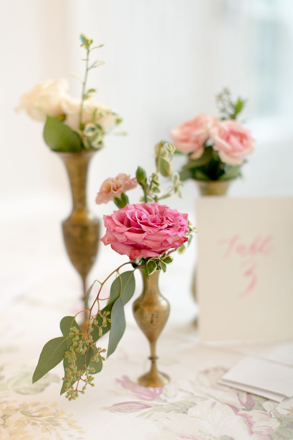 Aged Brass Floral Bud Vases