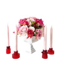 red candlestick holders