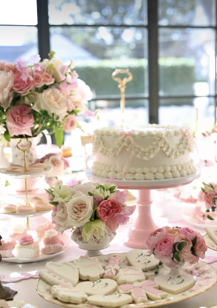 pink cake stand