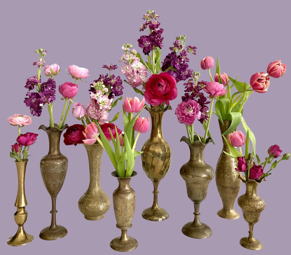 vintage brass bud vases