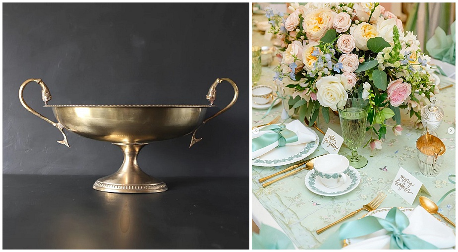 brass floral vessel rental