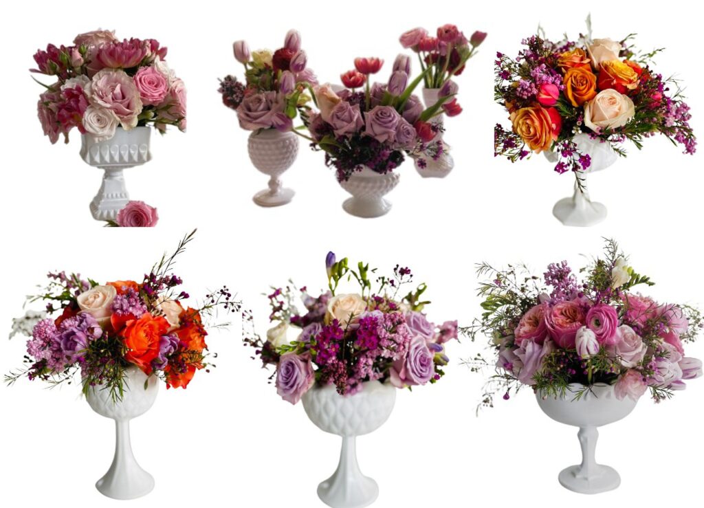 milkglass centerpieces